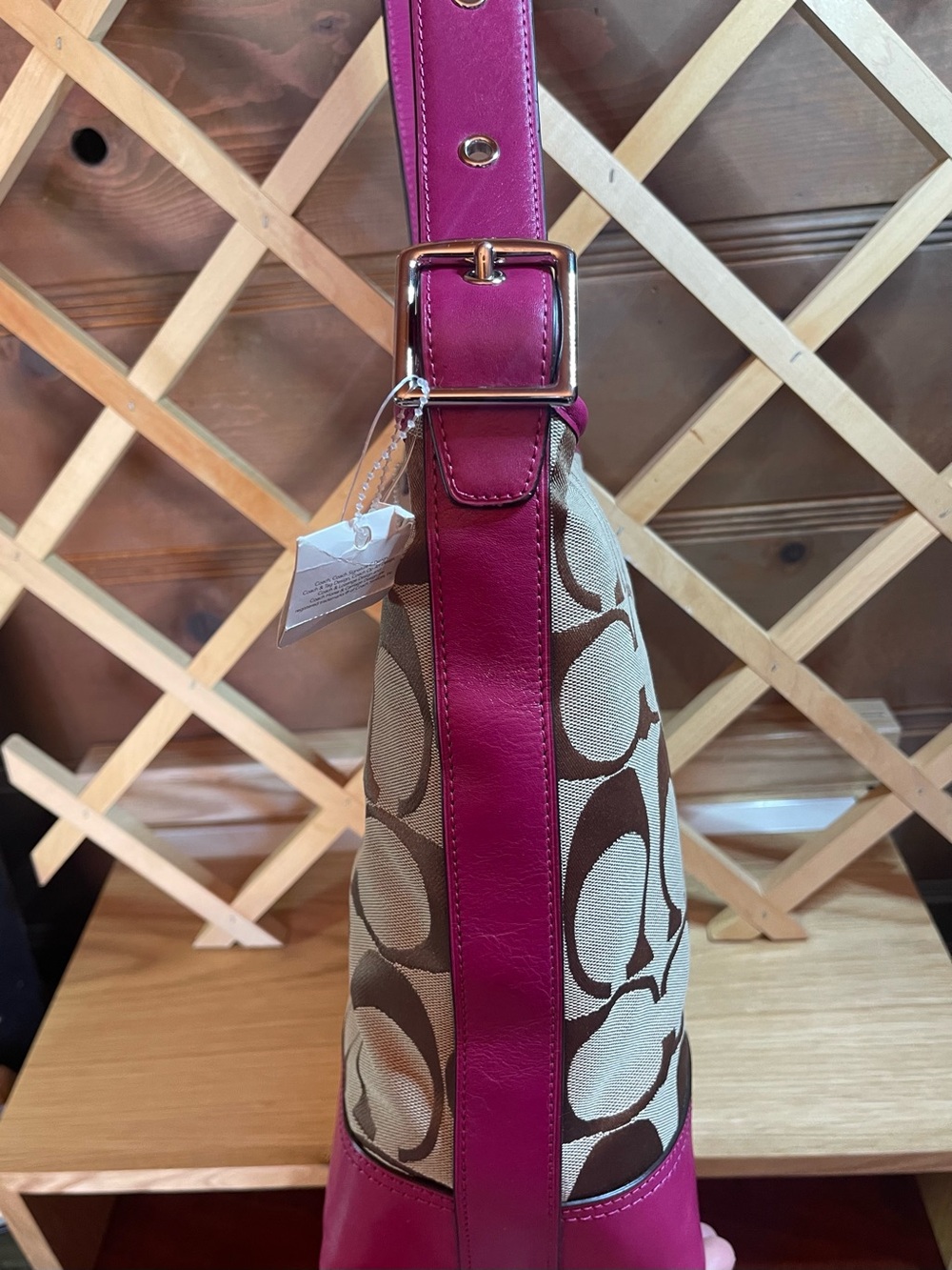 NWT Authentic Coach New York Shoulder Bag/ Slouchy Hobo /Bucket Bag / Magenta - Picture 8 of 16